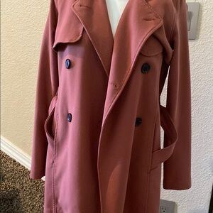Women's Double-Breasted Coat - Rust